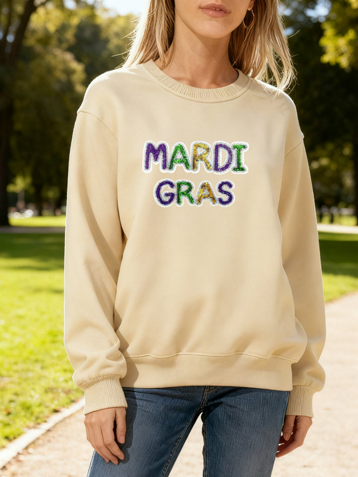Sweat-shirt pour femmes avec lettrage vibrant de Mardi Gras Chic & Stil