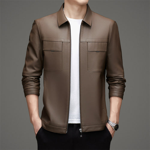 Casual leather jacket for men with practical chest pockets Lune London