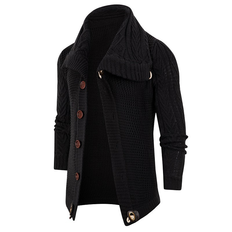 Thick knit jacket for men with foldable collar Lune London