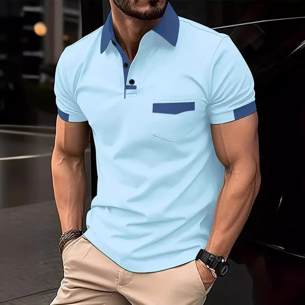 Short-sleeve leisure polo for men with contrasting pocket Lune London