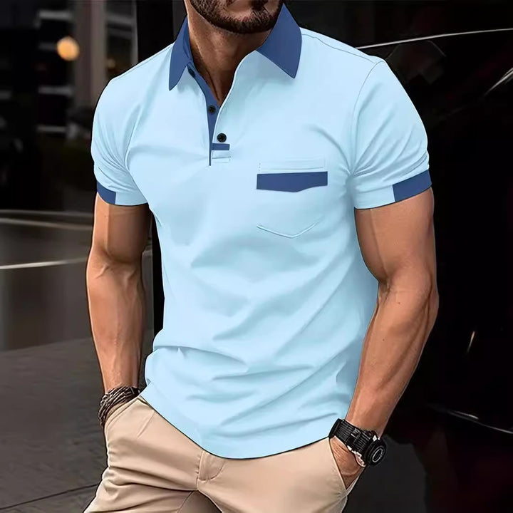 Short-sleeve leisure polo for men with contrasting pocket Lune London