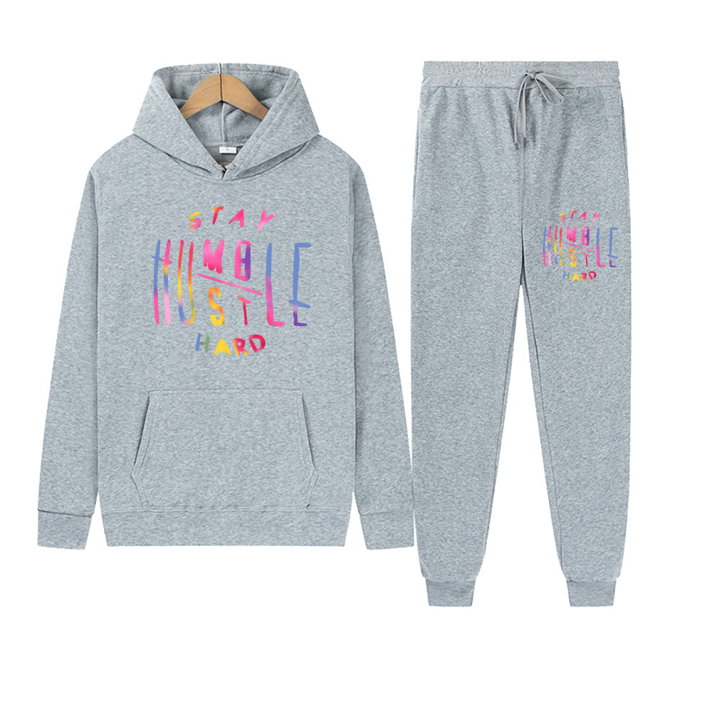 Women's sporty hoodie and jogger sweat outfit with motivational print Lune London