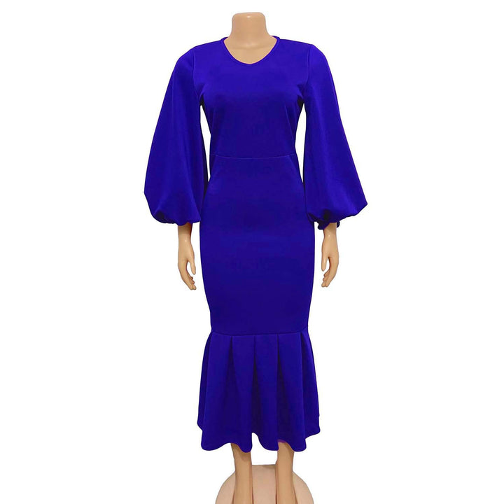 Fitted dress for women with voluminous sleeves and a flowing hem Lune London