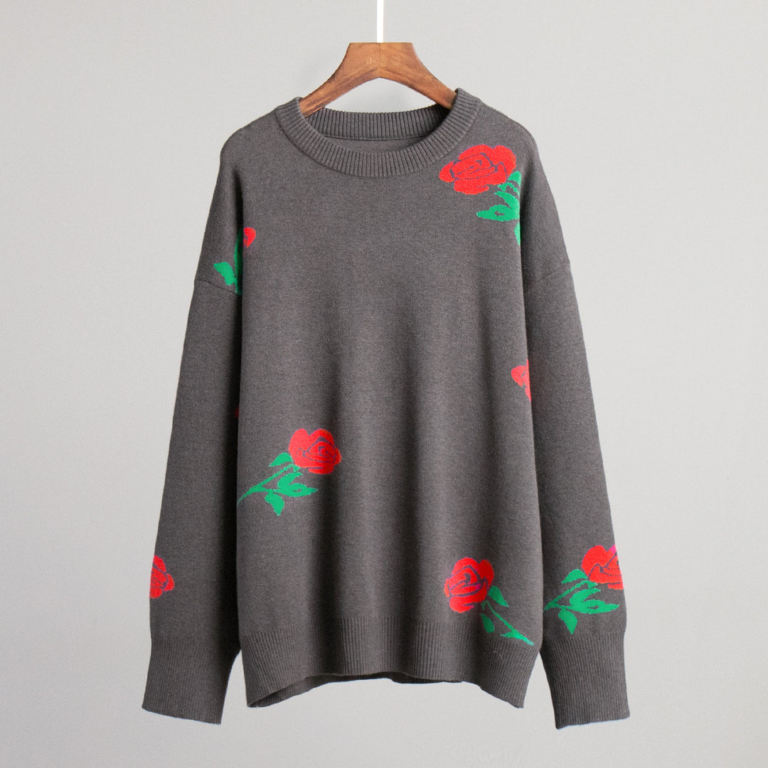 Sweater en tricot à motifs pour femmes avec design floral et coupe ample Chic & Stil