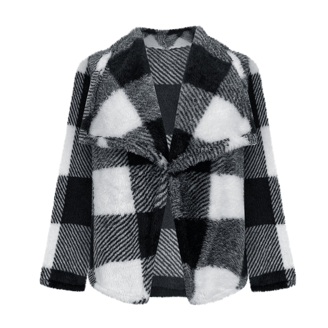 Lune London Women's Fleece Jacket with Plaid Pattern