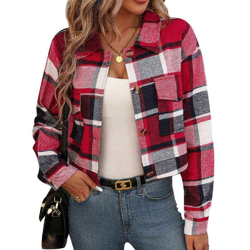 Casual checkered jacket for women cropped style Lune London