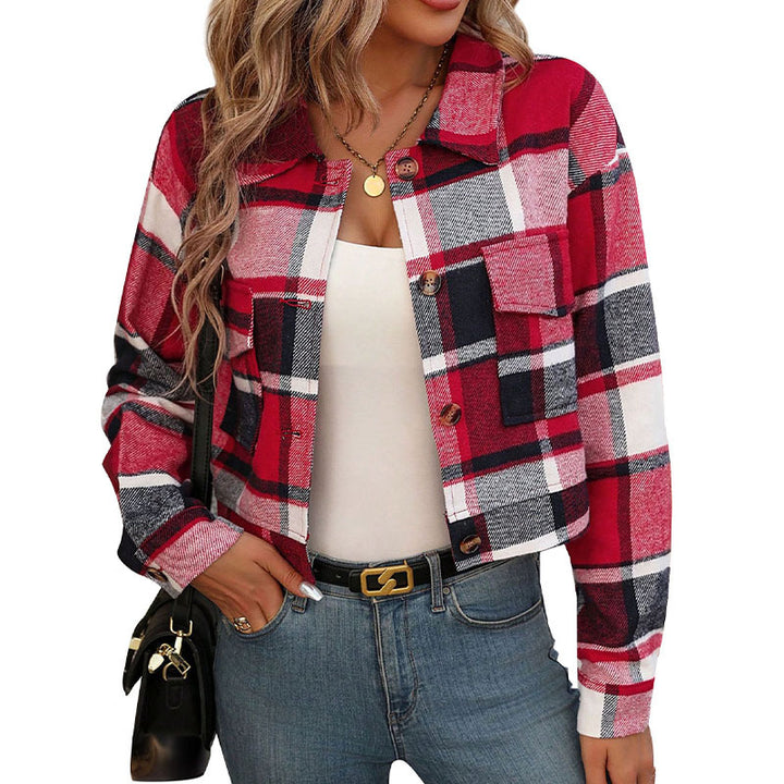 Casual checkered jacket for women cropped style Lune London