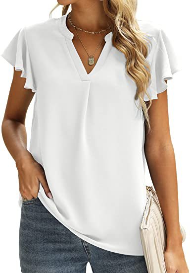 Ladies' blouse with gathered details and V-neck Chic und Stil