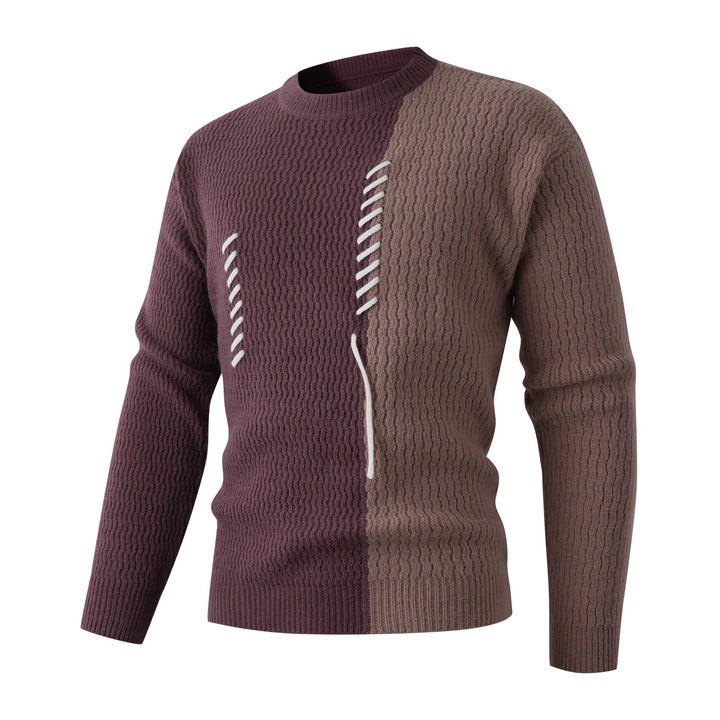 Men's knitted sweater with a modern cable pattern and contrasting details Lune London