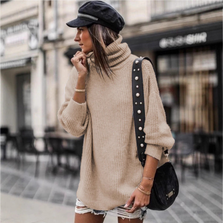 Chunky knit sweater for women with high collar and relaxed fit Lune London