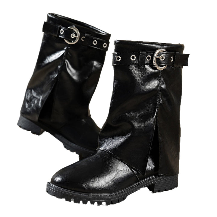 Fashionable women's boots with trendy buckle detail and sturdy profile Lune London