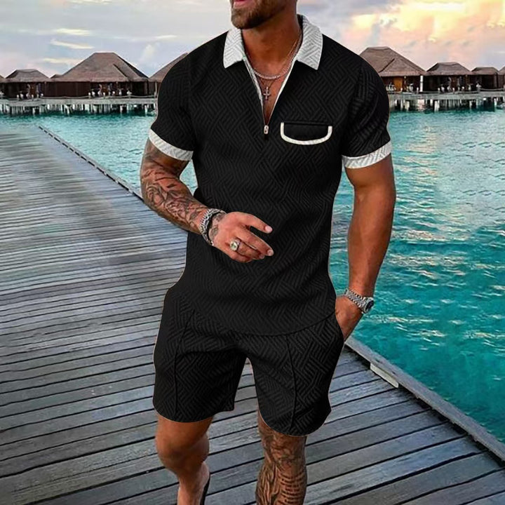 Short sleeve polo set with pattern for men and shorts Lune London
