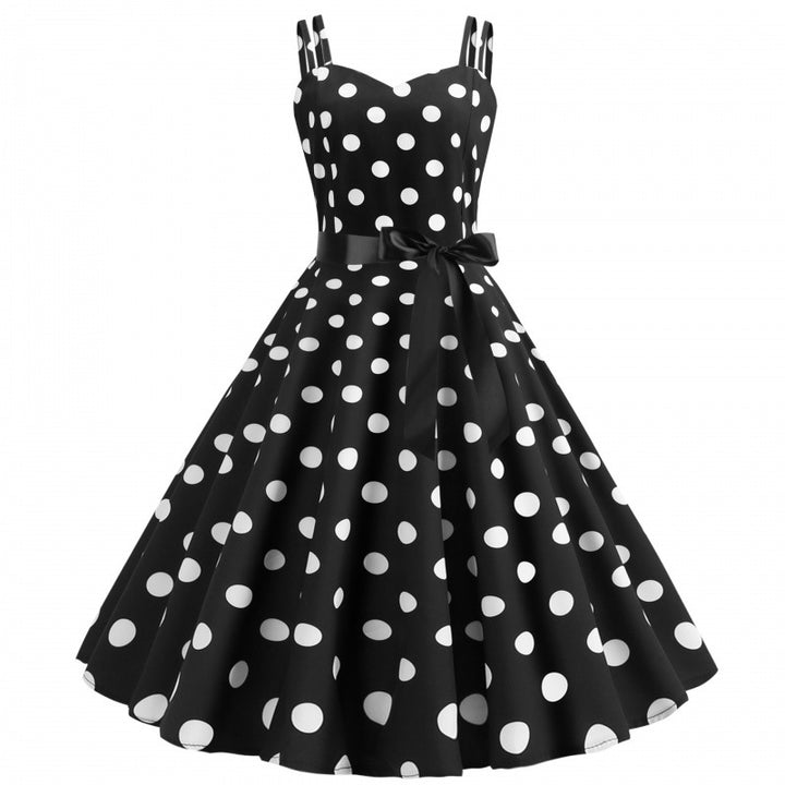 Robe swing femme avec des pois classiques et une jupe évasée Chic & Stil
