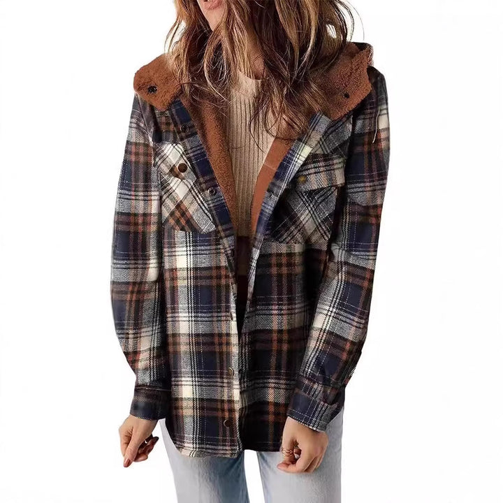 Women Flannel Checkered Jacket with Cozy Lining Lune London