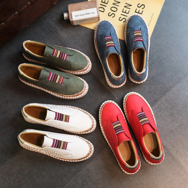 Breathable slip-on sneakers for women with elastic band and trendy cork design Lune London
