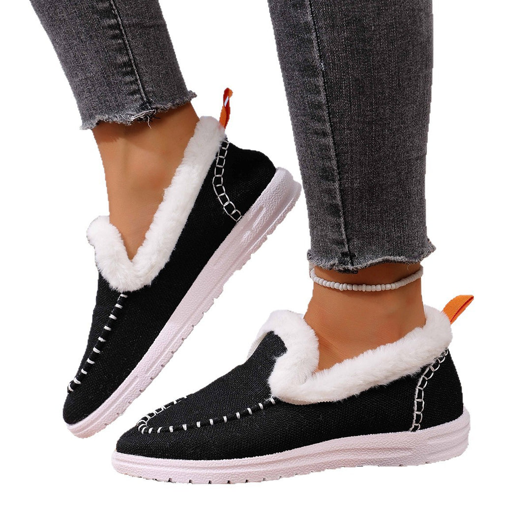 Ladies comfortable fleece slippers with non-slip sole Lune London