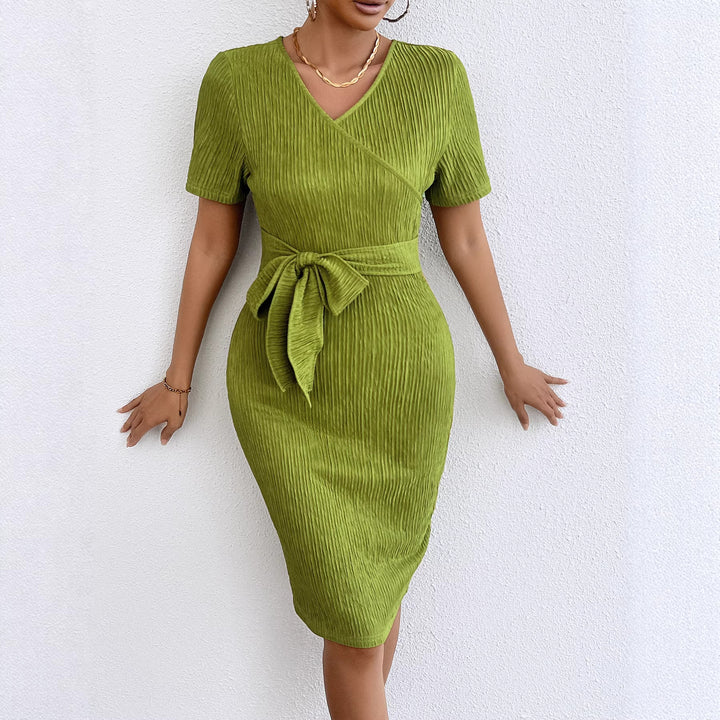 Women’s wrap dresses in ribbed fabric with waist belt Chic & Stil