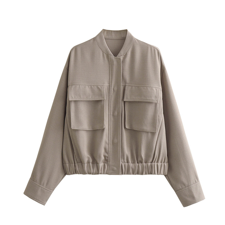 Transitional jacket for women with sporty pockets and elastic belt Lune London