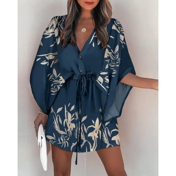 Floral print wrap dress for women with belt Lune London