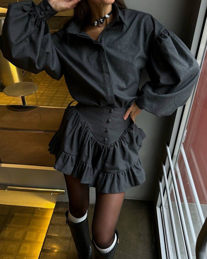 Women's blouse with voluminous sleeves and flounced skirt Lune London