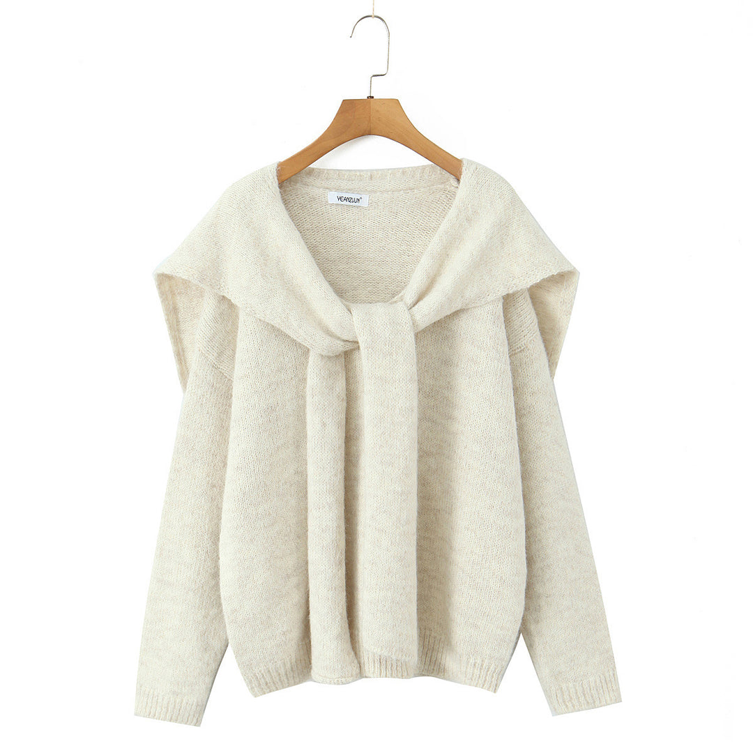 Trendy knit sweater for women with wide collar and relaxed fit Lune London