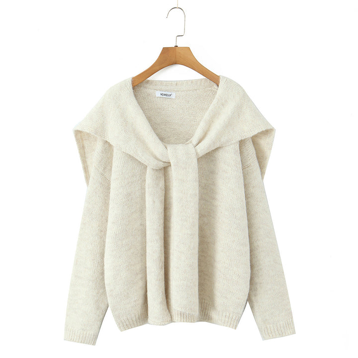 Trendy knit sweater for women with wide collar and relaxed fit Lune London