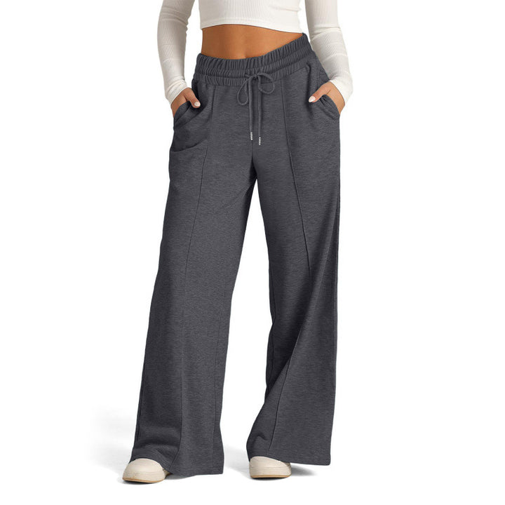 Women’s wide jogging pants with elastic waistband and side pockets Lune London