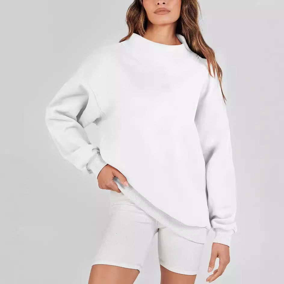 Ladies Comfortable Oversized Sweater with Chic High Collar and Style
