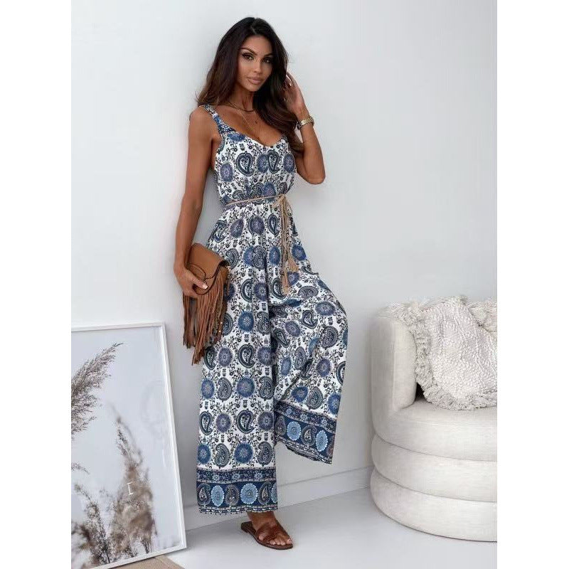 Ladies Bohemian Wide Leg Jumpsuit Lune London