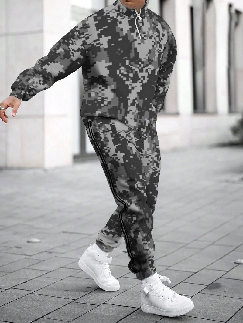 Trendy sports outfit for men in chic camouflage design
