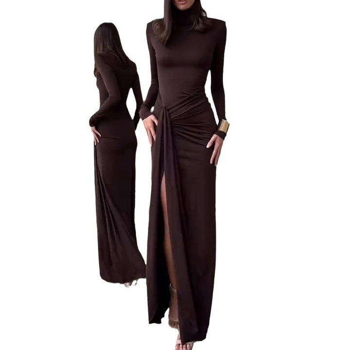 Ladies Elegant Maxi Dress with Pleats and High Slit Lune London