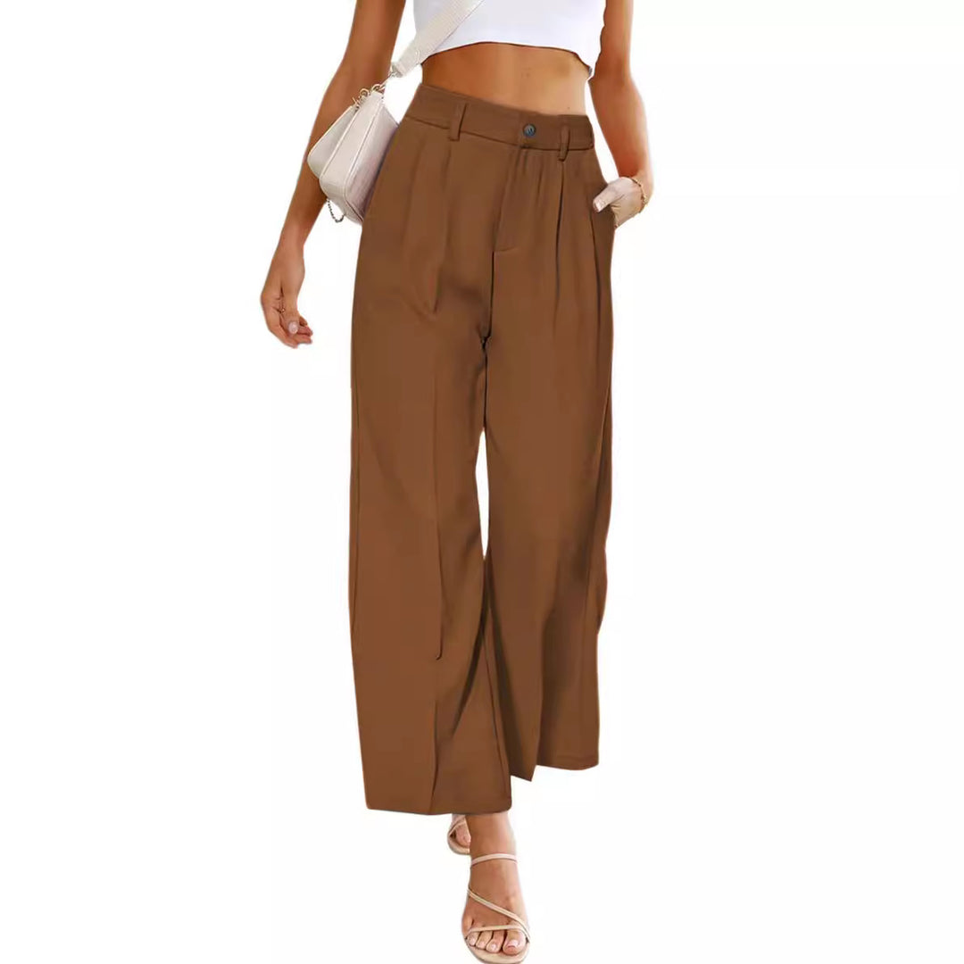 Women's high-waisted wide-leg pants with pleats and elegant cut Lune London