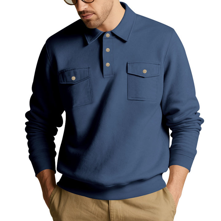 Comfortable fleece pullover for men with practical chest pockets Lune London