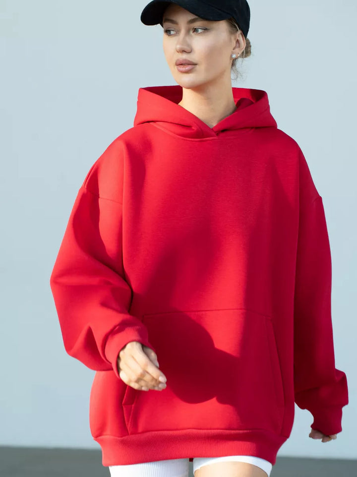 Ladies oversized hoodie with a practical kangaroo pocket design Lune London