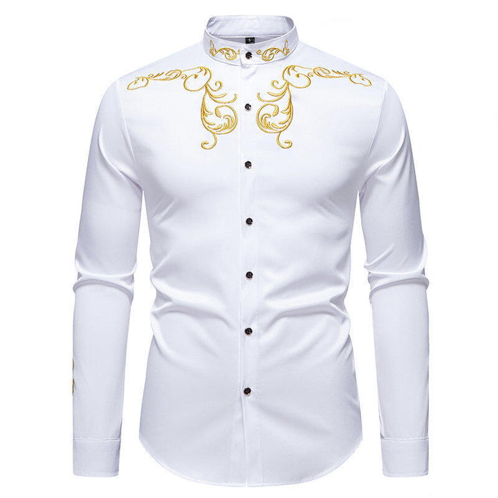 Men's long sleeve shirt with elegant embroidery and modern collar Lune London