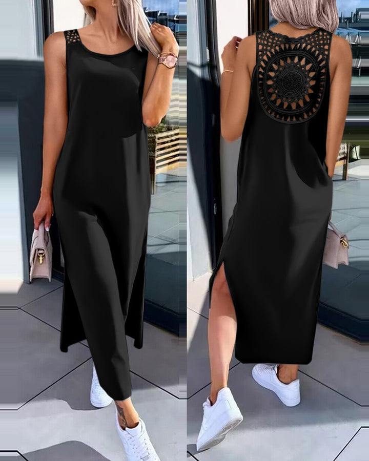 Lune London Boho Back Crochet Maxi Dress for Women