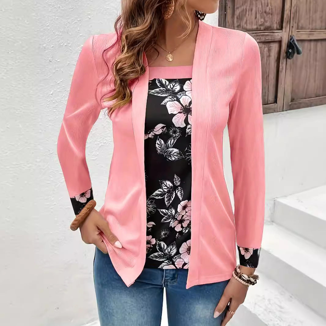 Leisure jacket for women with trendy floral accents and chic elegant cut