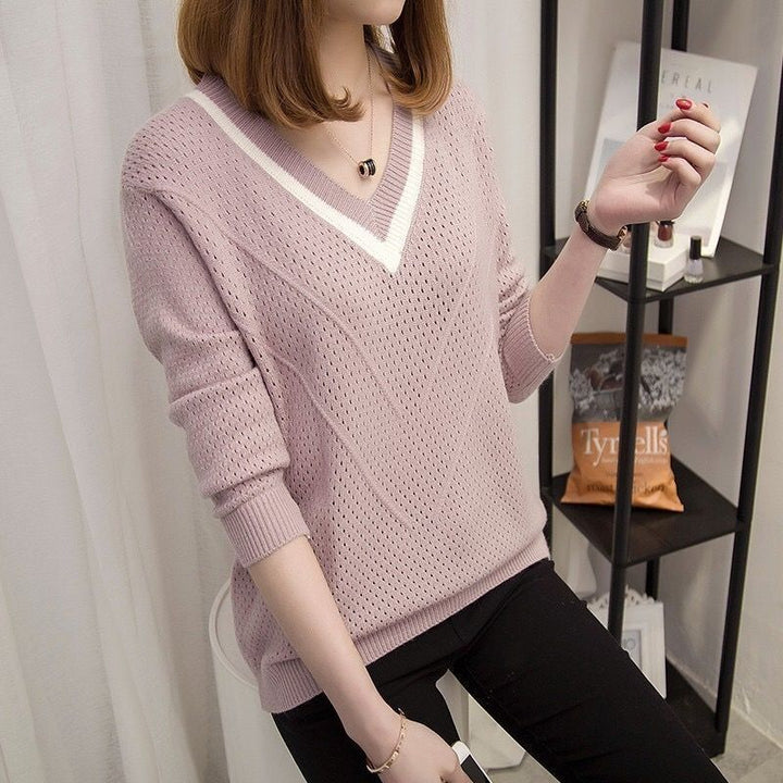 Femme pull décontracté à col en V avec motif texturé Chic & Stil
