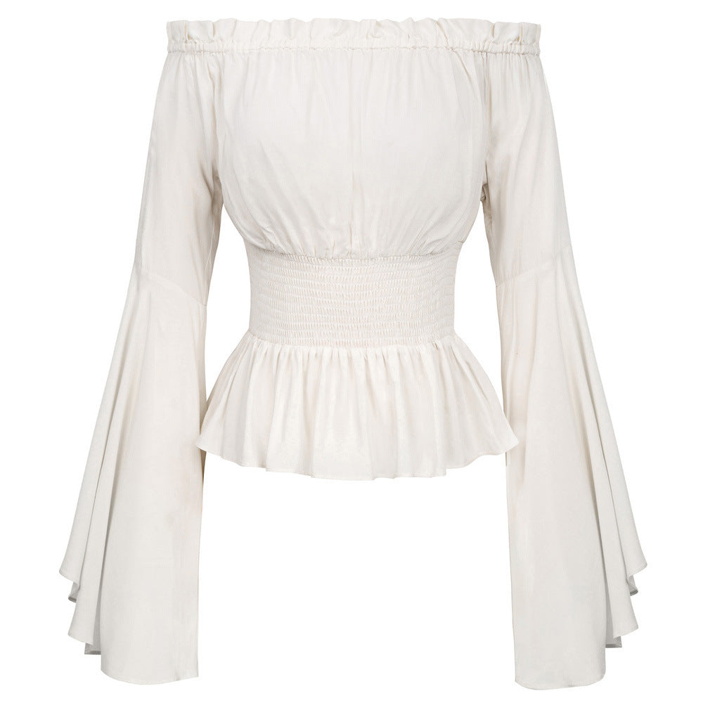 Off-the-shoulder top for women with elegant bell sleeves and an elastic waist Lune London