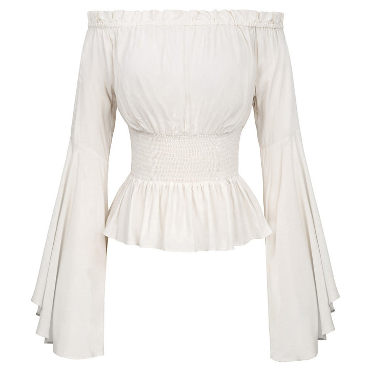 Off-the-shoulder top for women with elegant bell sleeves and an elastic waist Lune London