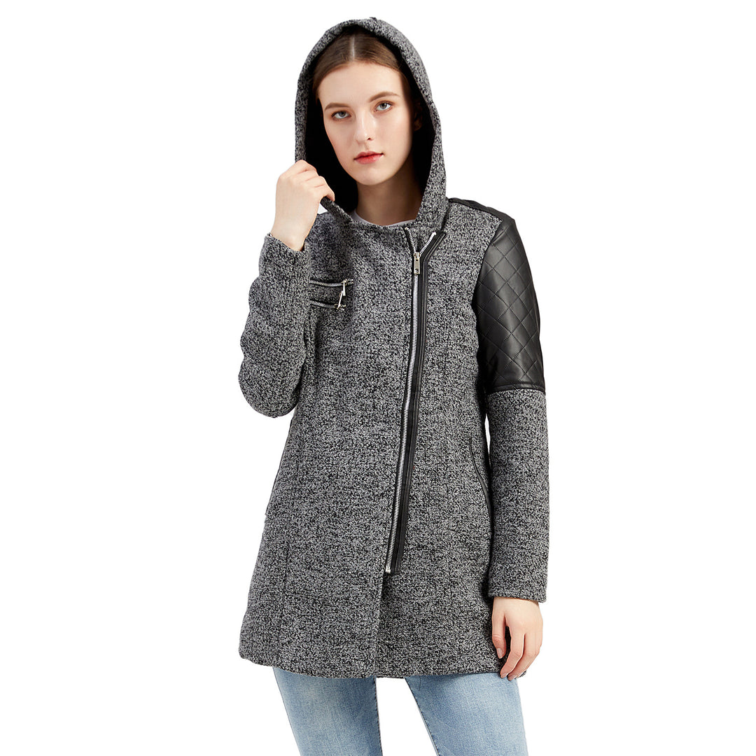 Women's trendy transition jacket with hood and quilted inserts Lune London