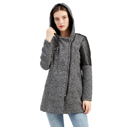 Women's trendy transition jacket with hood and quilted inserts Lune London