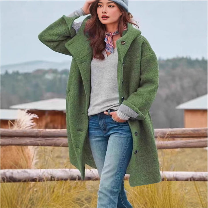 Ladies Long Wool Blend Long Coat with Soft Lining and Practical Pockets Lune London