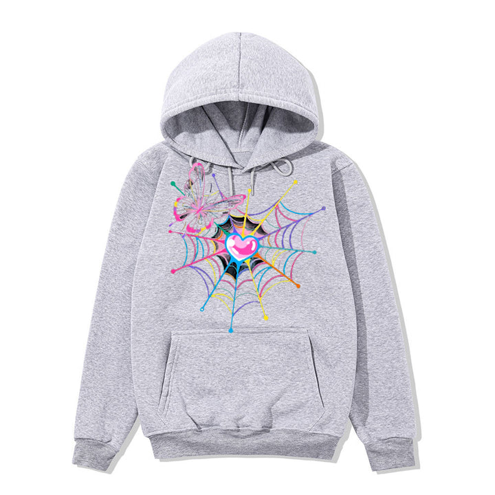 Women's hoodie sweatshirt with creative butterfly and spider web design Chic & Stil