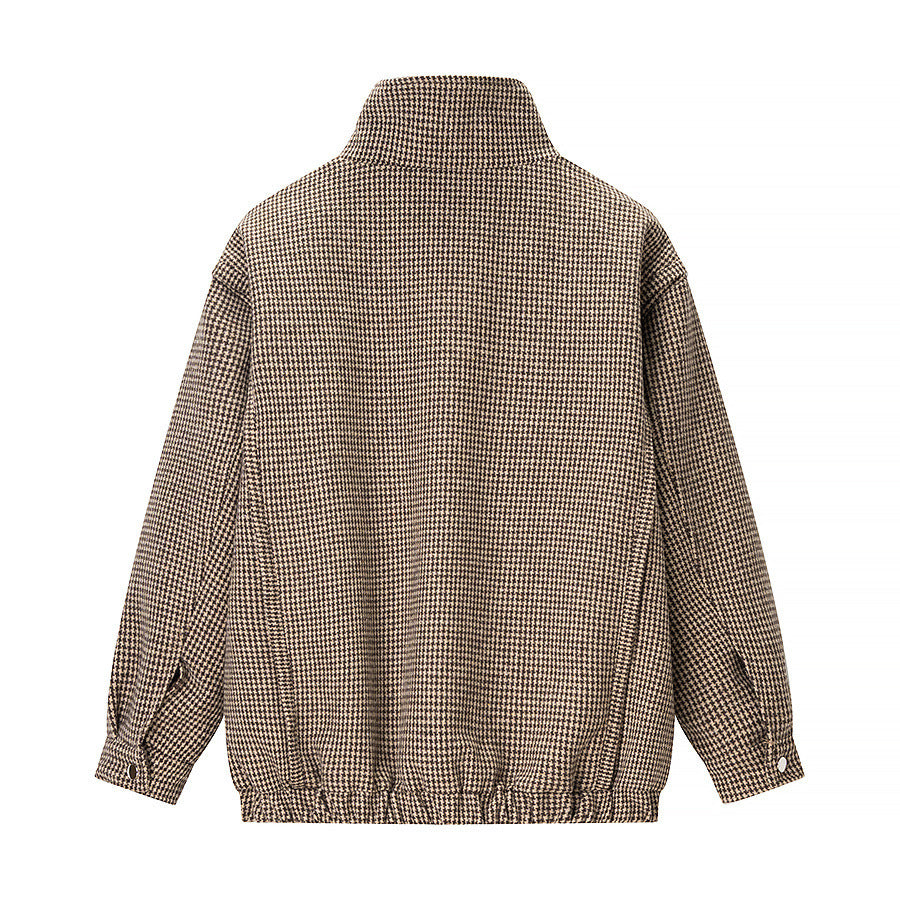 Veste de transition pour femmes en tartan classique avec col montant haut Chic & Stil