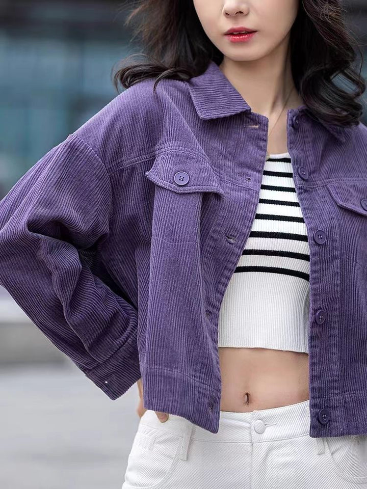 Veste en corduroy tendance pour femmes avec une coupe décontractée et des épaules tombantes Chic & Stil