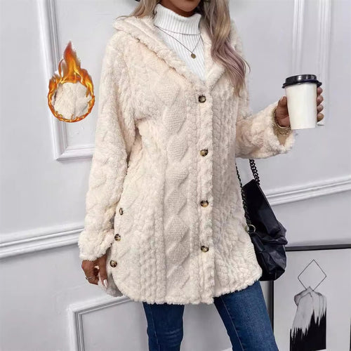 Ladies Cozy Teddy Jacket with Button Closure Lune London