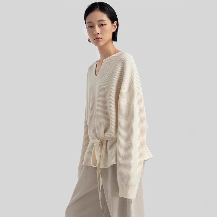 Haut tricot décontracté pour femmes avec décolleté en V Chic & Stil