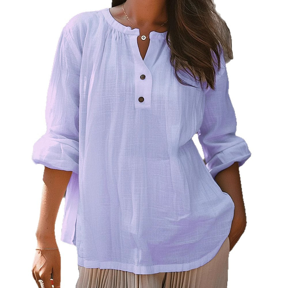 Casual blouse for women with button placket Lune London
