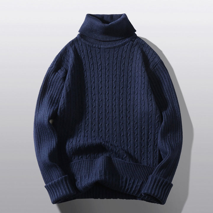 Women's knitted sweater with high collar and ribbed pattern Lune London